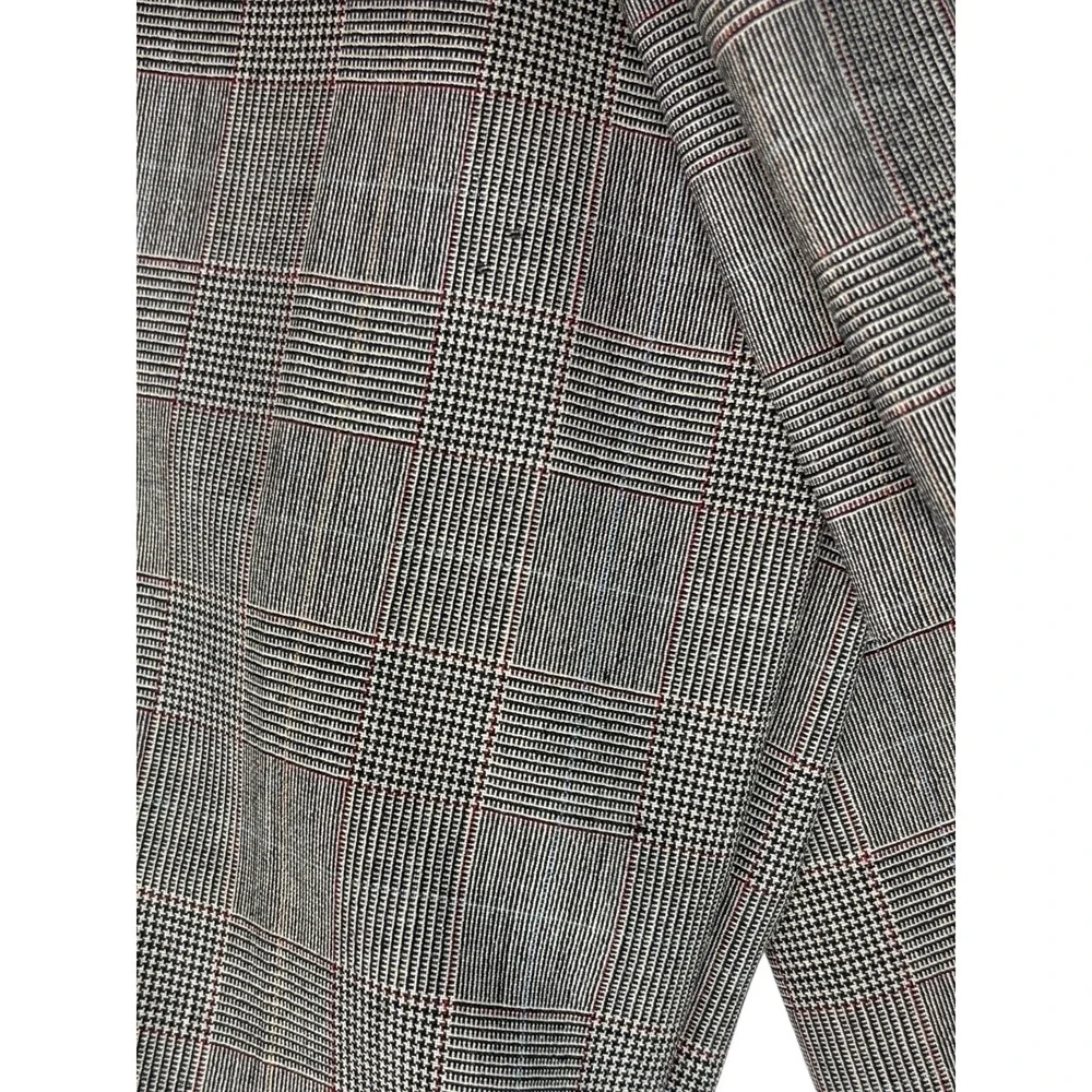 vtg Palm Beach 40L 33x32 Black White Red Glen Plaid 2pc Pant Suit Bootcut Wool